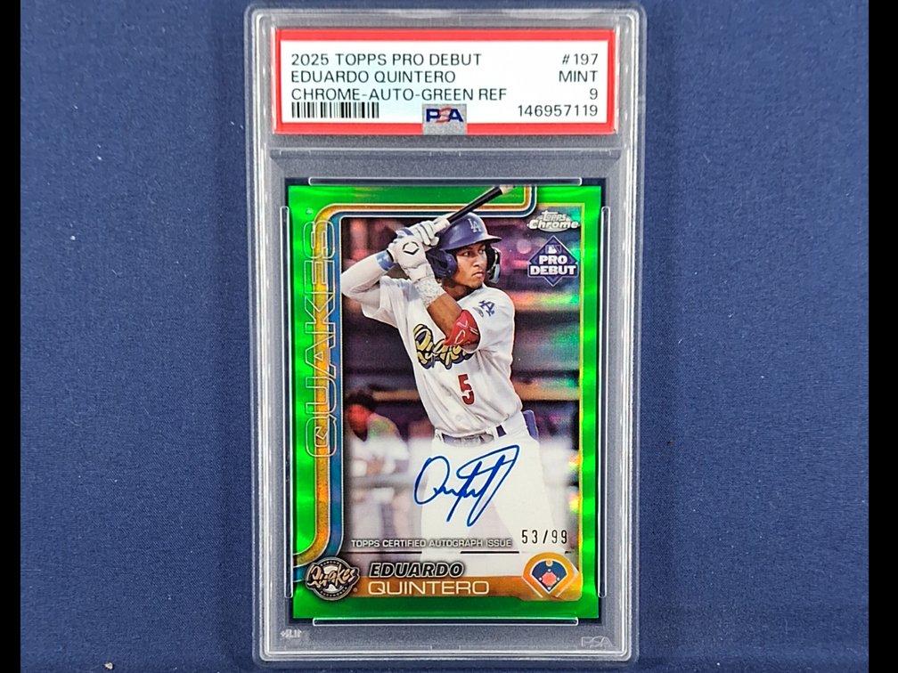 #16 MLB prospect - Eduardo Quintero (Dodgers) - 2025 Topps Pro Debut #PDC-197 refractor auto 53/99 - PSA 9