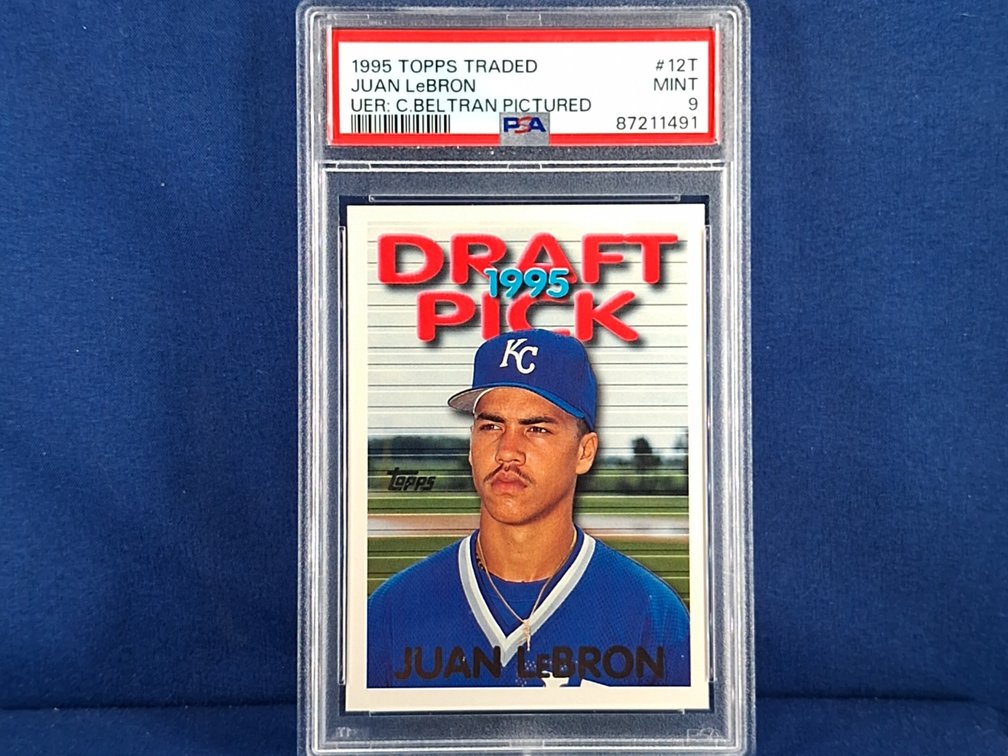 1995 Topps Traded #12T Juan LeBron RC (Carlos Beltran pictured - uncorrected error) - PSA 9