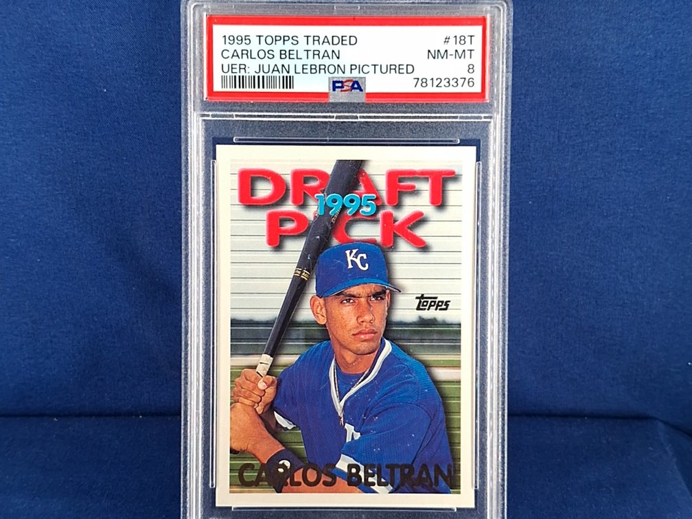 1995 Topps Traded #18T Carlos Beltran RC (Juan LeBron pictured - uncorrected error) - PSA 8