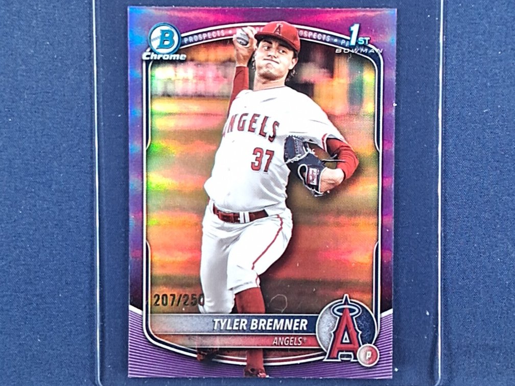 #67 MLB prospect - Tyler Bremner (Angels) - 2025 Bowman Draft #BDC-37 - 1st Bowman - 207/250 refractor