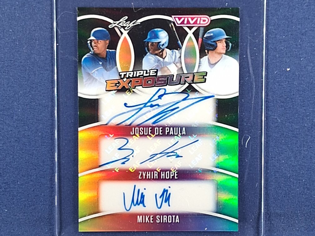 2025 Leaf Vivid #TE-4 Josue De Paula & Zyhir Hope & Mike Sirota triple auto 1/1