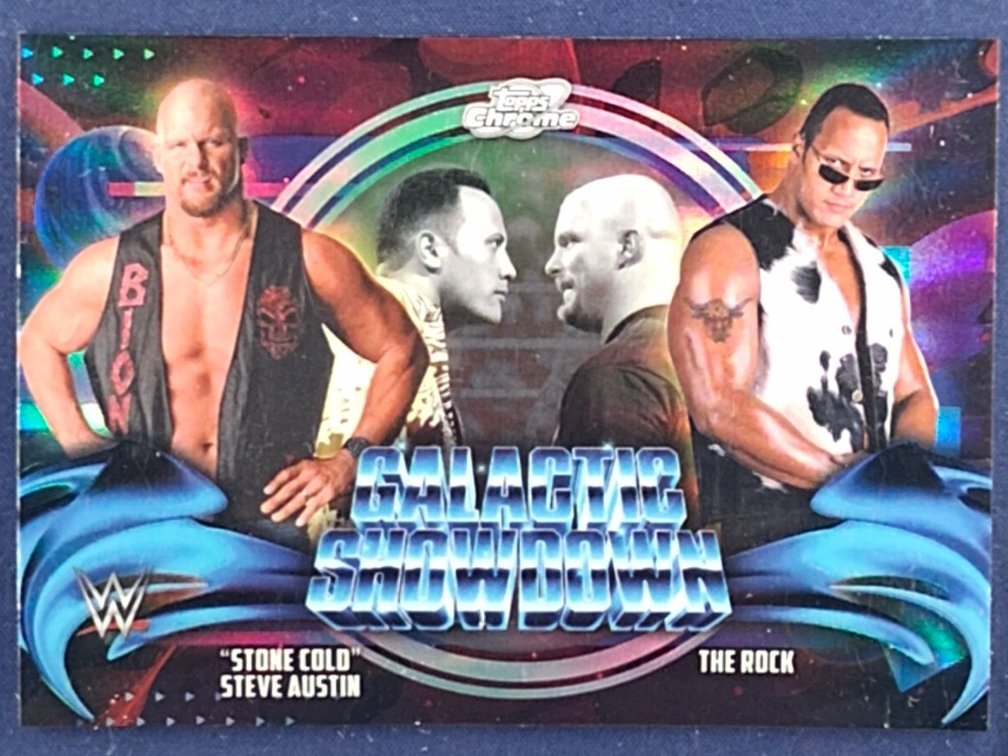 2026 Topps Cosmic Chrome WWE #GS-1 Stone Cold Steve Austin & The Rock "Galactic Showdown" refractor