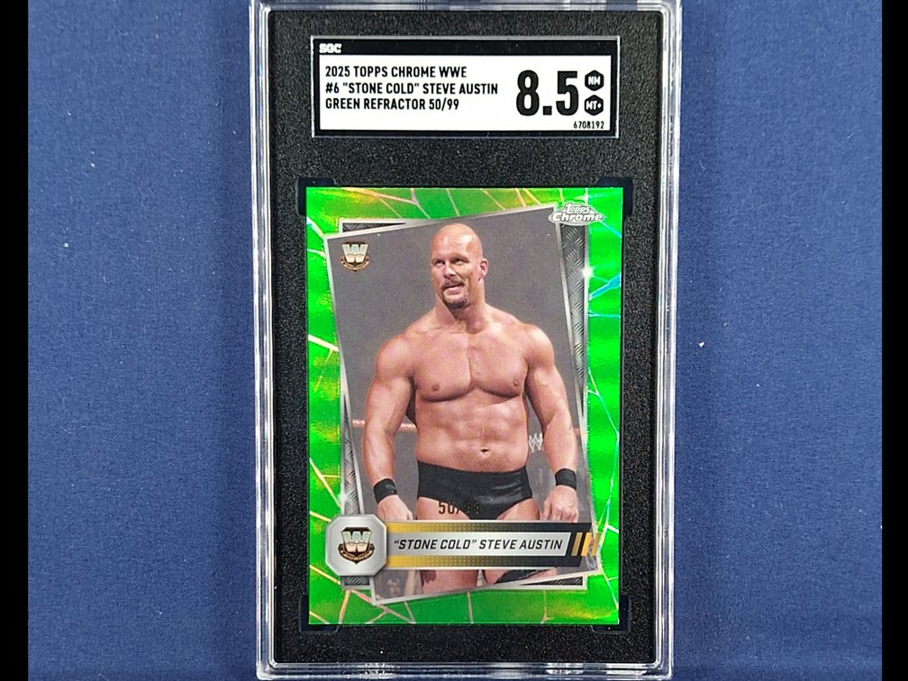 2025 Topps Chrome WWE #6 Stone Cold Steve Austin 50/99 - SGC 8.5