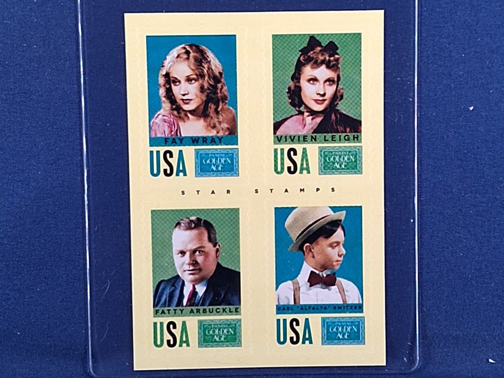 2014 Panini Golden Age #5 Vivian Leigh, Fay Wray, Alfalfa, Fatty Arbuckle "Star Stamps"