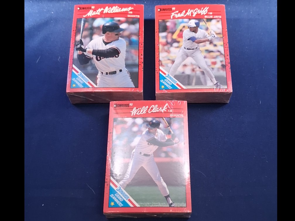 3 sealed packs of 1990 Donruss with "Grand Slammers" inserts