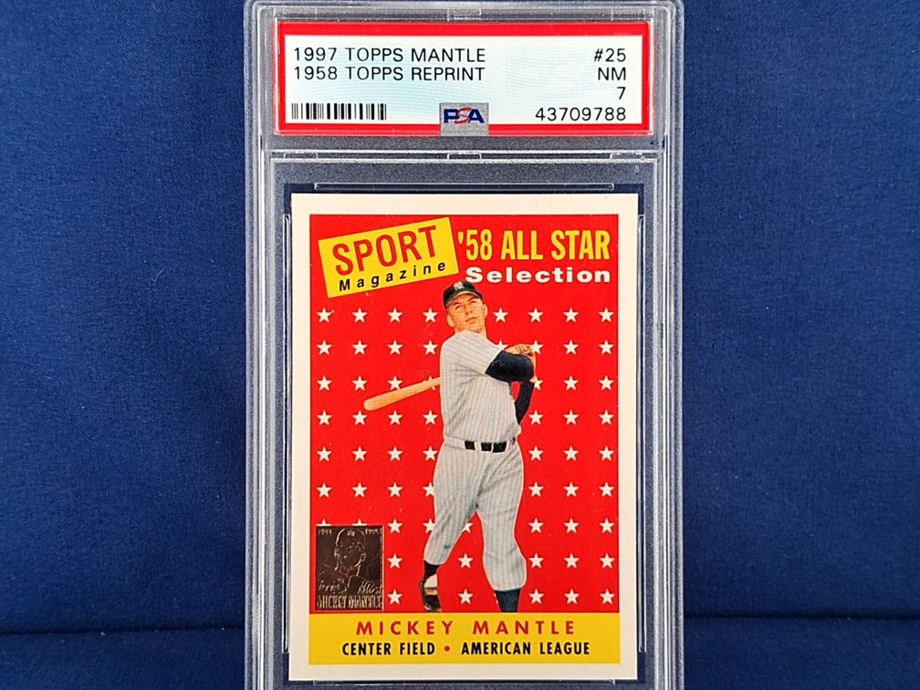 1997 Topps Mantle #25 - "1958 Topps reprint" - PSA 7