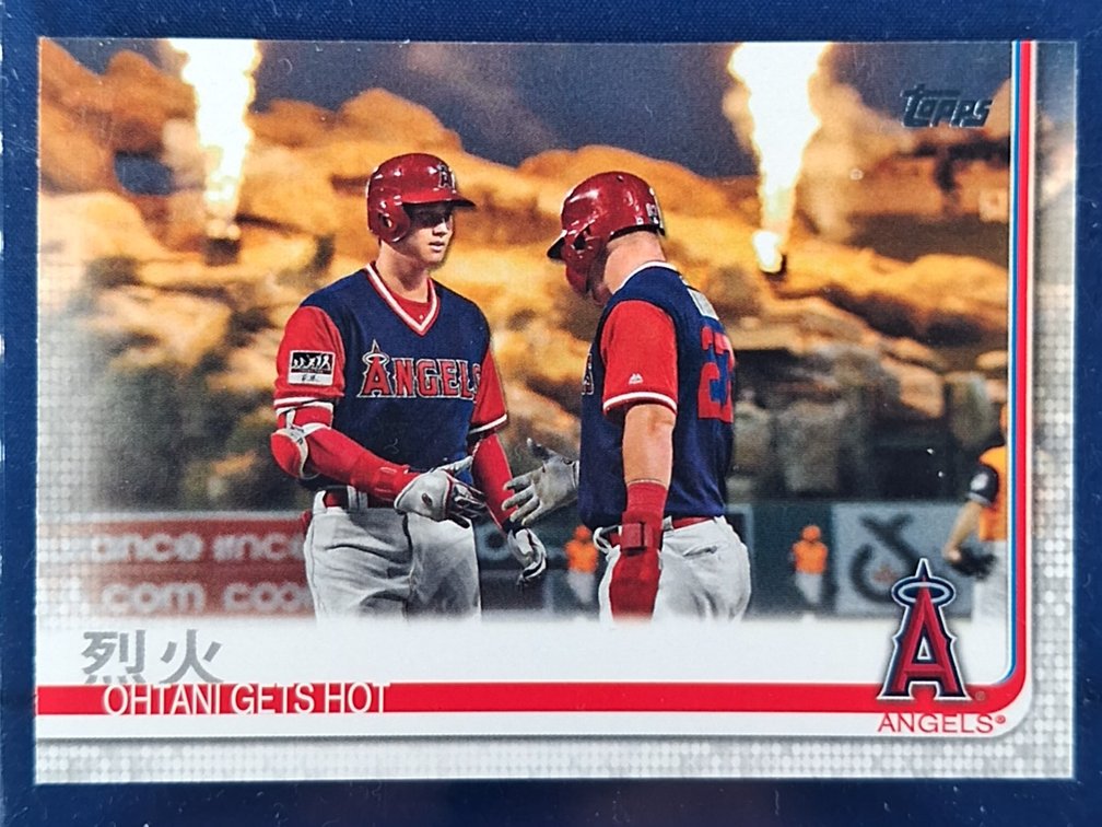2019 Topps #367 Shohei Ohtani & Mike Trout - kanji writing