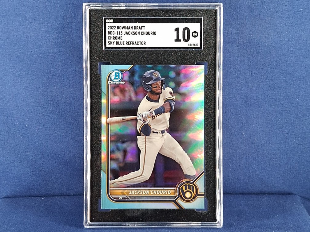 2022 Bowman Draft #BDC-115 Jackson Chourio - sky blue refractor - SGC 10 (gem mint!)