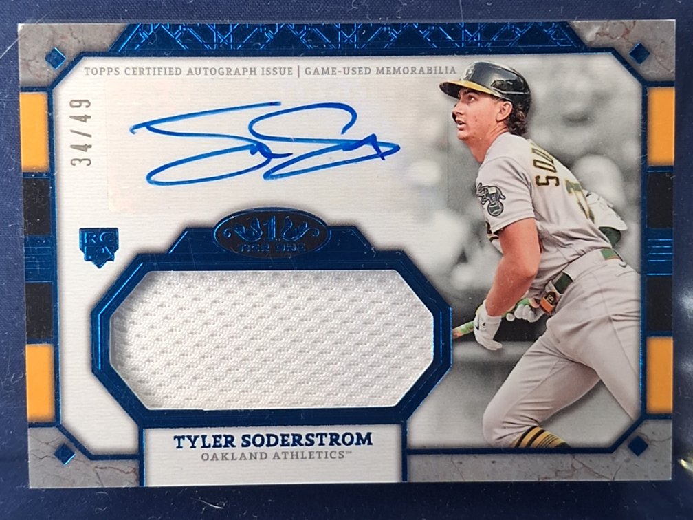 2024 Topps Tier One #ATIJR-TS Tyler Soderstrom RC - auto relic 34/49