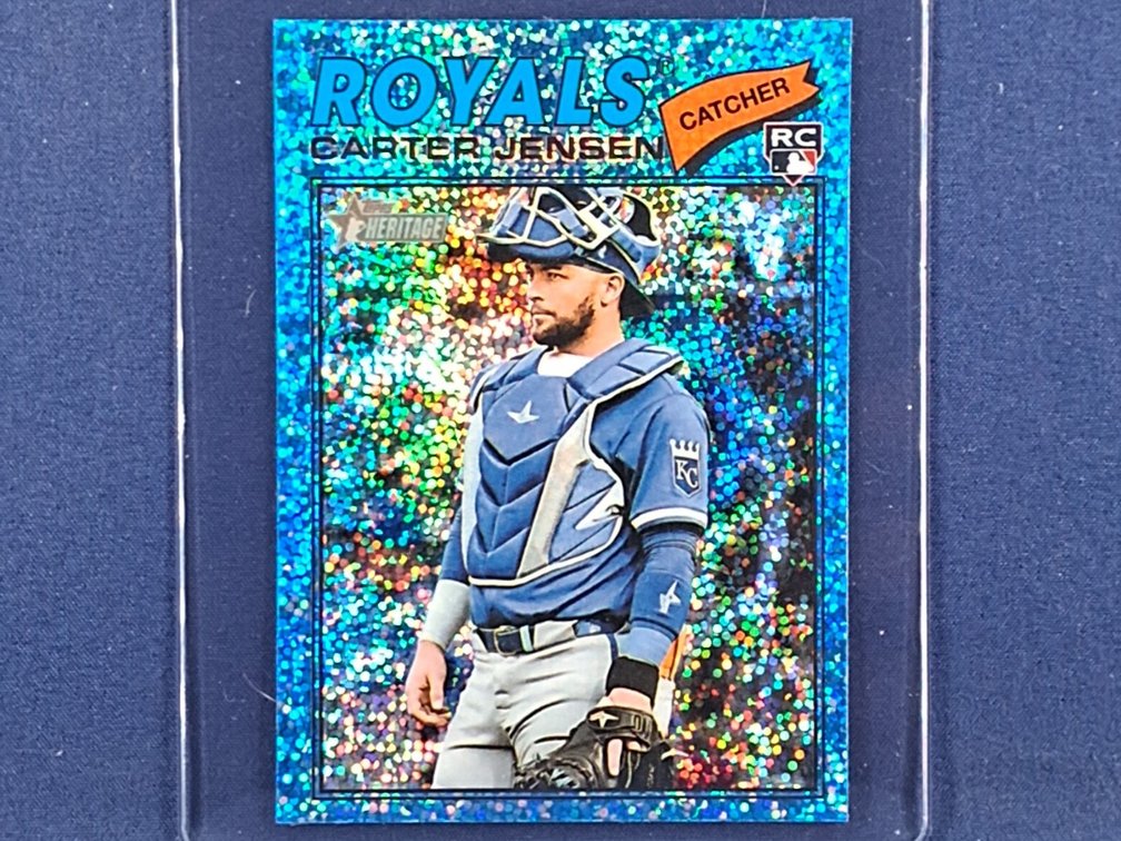 2026 Topps Heritage #199 Carter Jensen RC - blue sparkle refractor