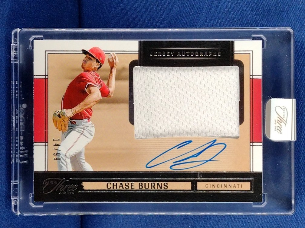 2025 Panini Three & Two #JK-CB Chase Burns relic auto 14/99