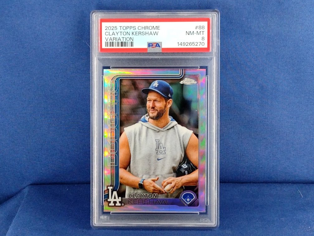 2025 Topps Chrome #88 Clayton Kershaw - image variation - refractor - PSA 8