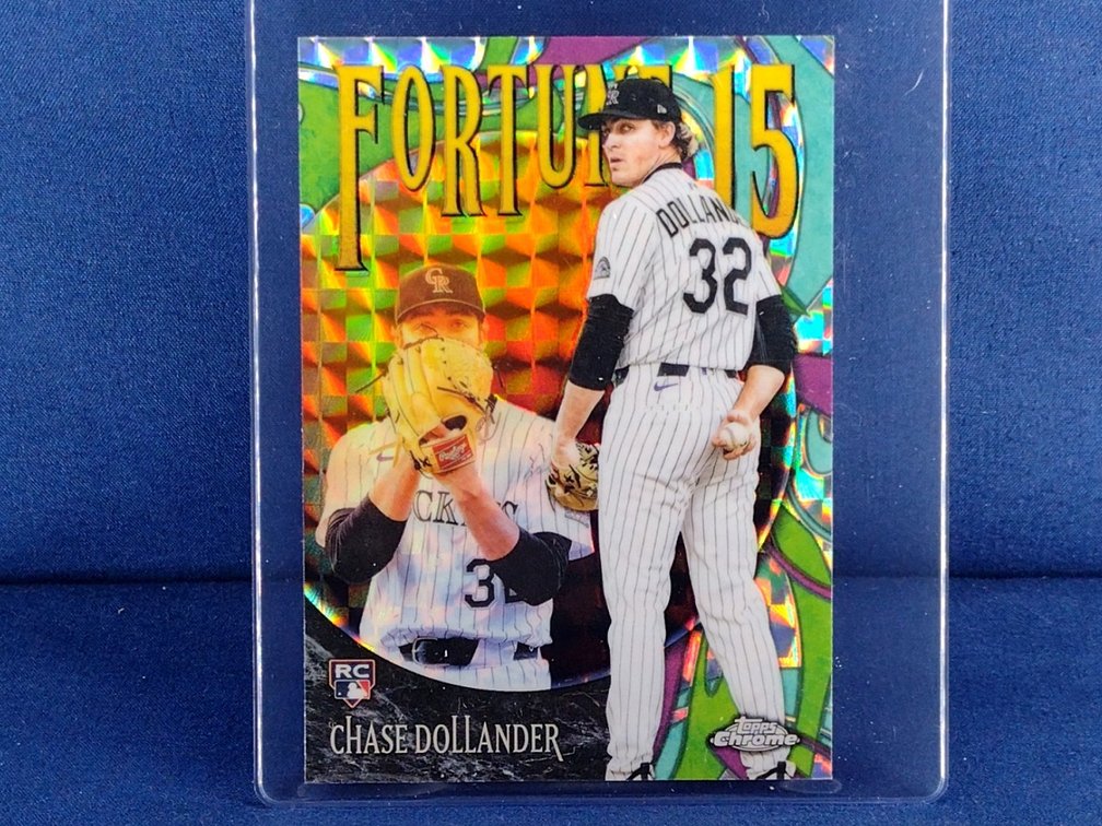 2025 Topps Chrome #F15-21 Chase Dollander RC "Fortune 15" geometric refractor
