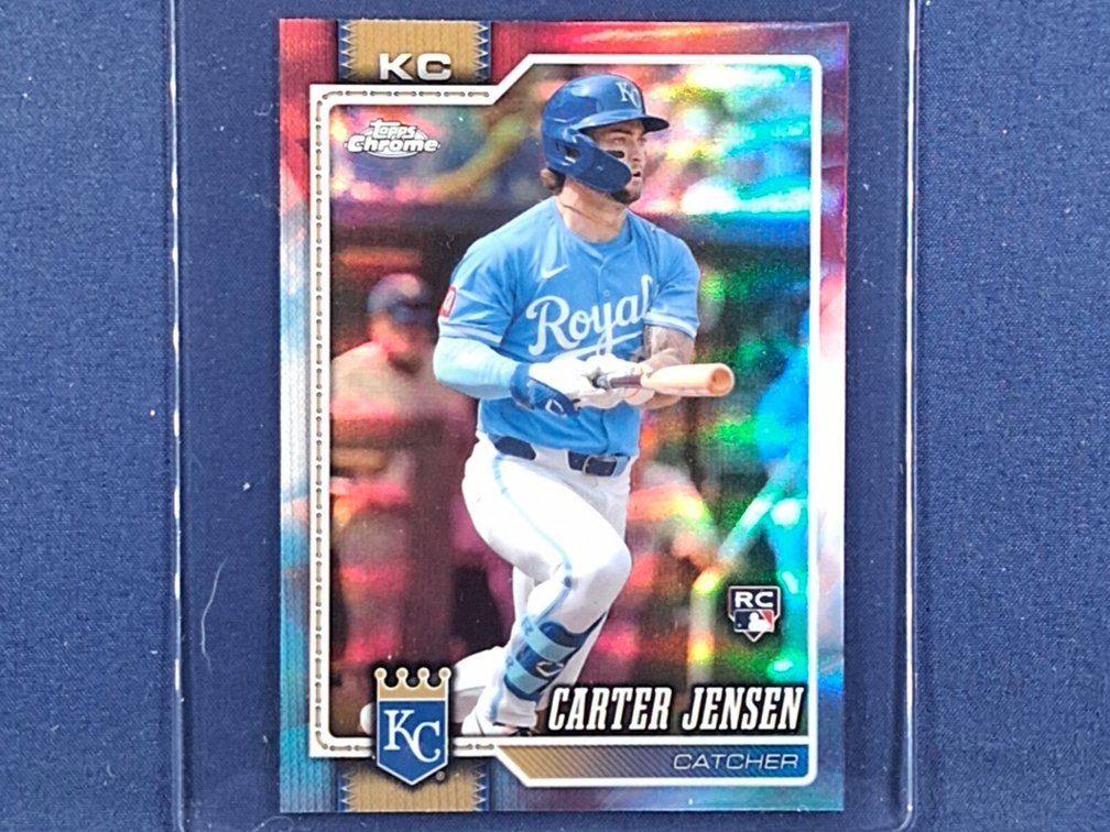 2026 Topps Chrome #39 Carter Jensen RC - red, white & blue refractor