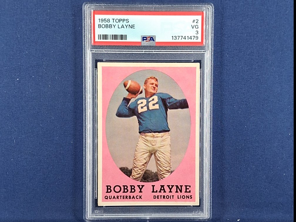 GRADED 1958 Topps #2 Bobby Layne - PSA 3 - Detroit Lions Texas Longhorns