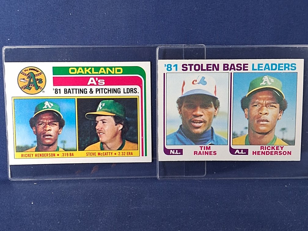 Two 1982 Topps #156 & #164 Rickey Henderson HOF