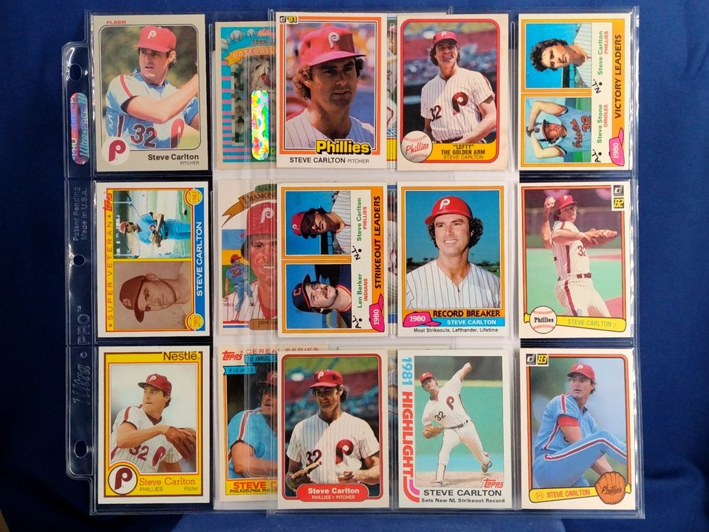 18 Steve Carlton cards HOF