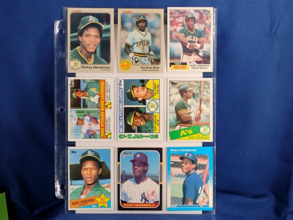 9 Rickey Henderson cards HOF