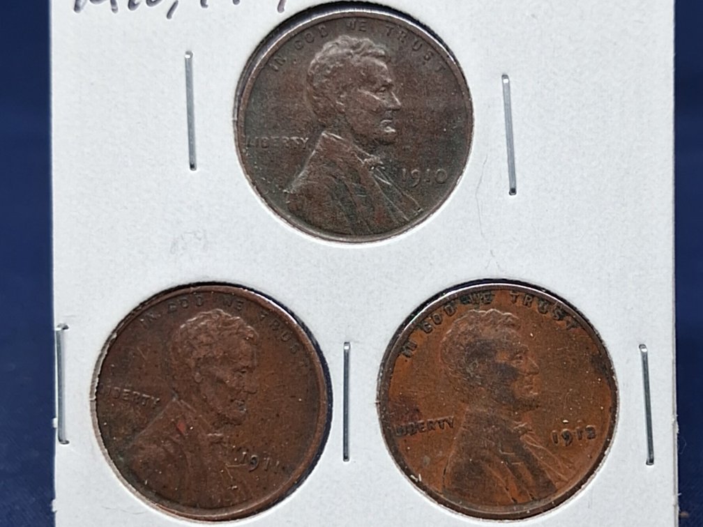 1910, '11, '12 Lincoln Wheat Penny Coins