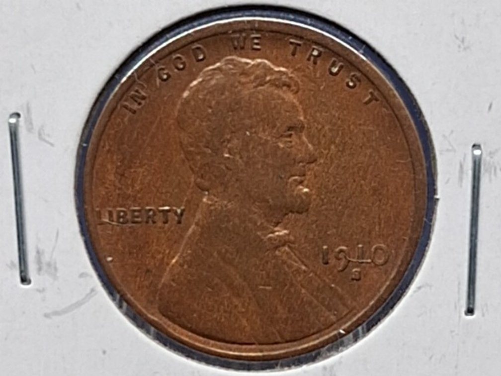 1910 S Lincoln Wheat Penny Coin