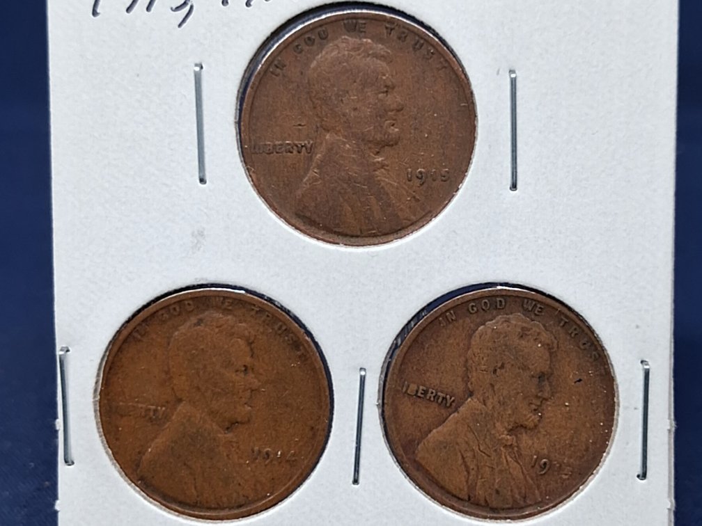 1913, '14, '15 Lincoln Wheat Penny Coins