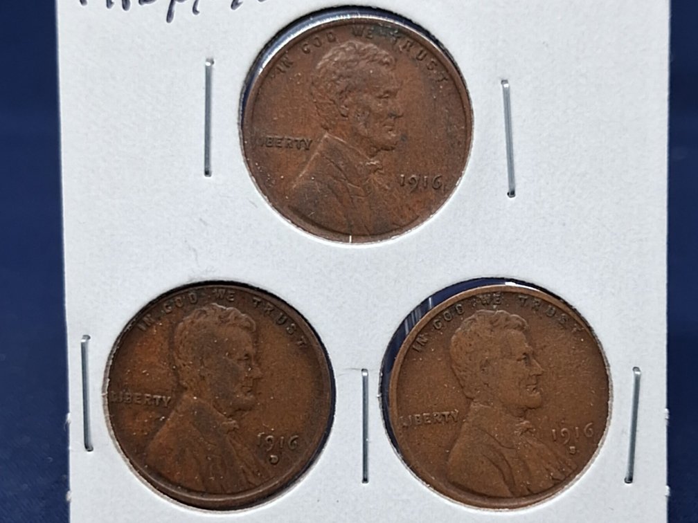 1916 PDS Lincoln Wheat Penny Coins
