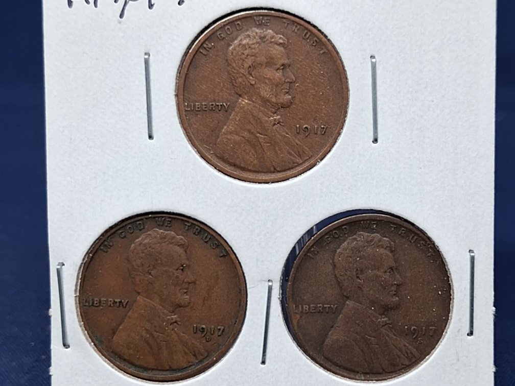 1917 PDS Lincoln Wheat Penny Coins