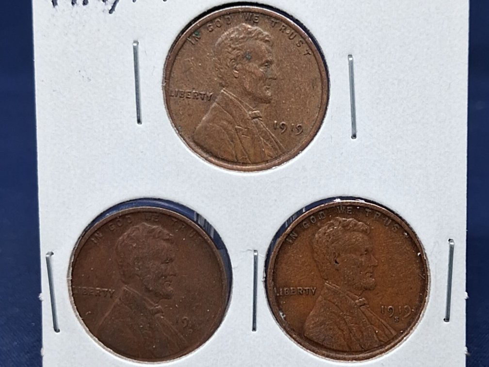 1919 PDS Lincoln Wheat Penny Coins