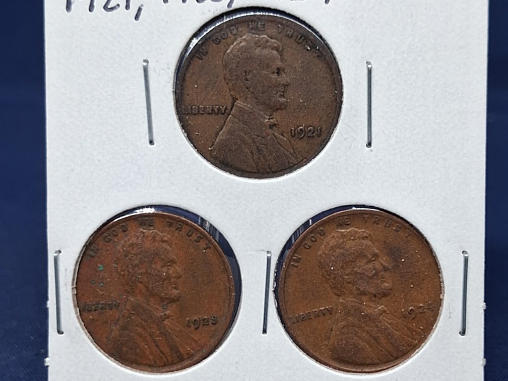1921, '23, '24 Lincoln Wheat Penny Coins