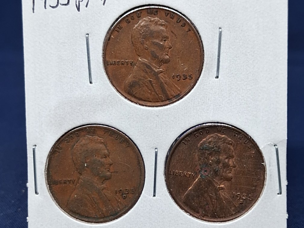 1935 PDS Lincoln Wheat Penny Coins