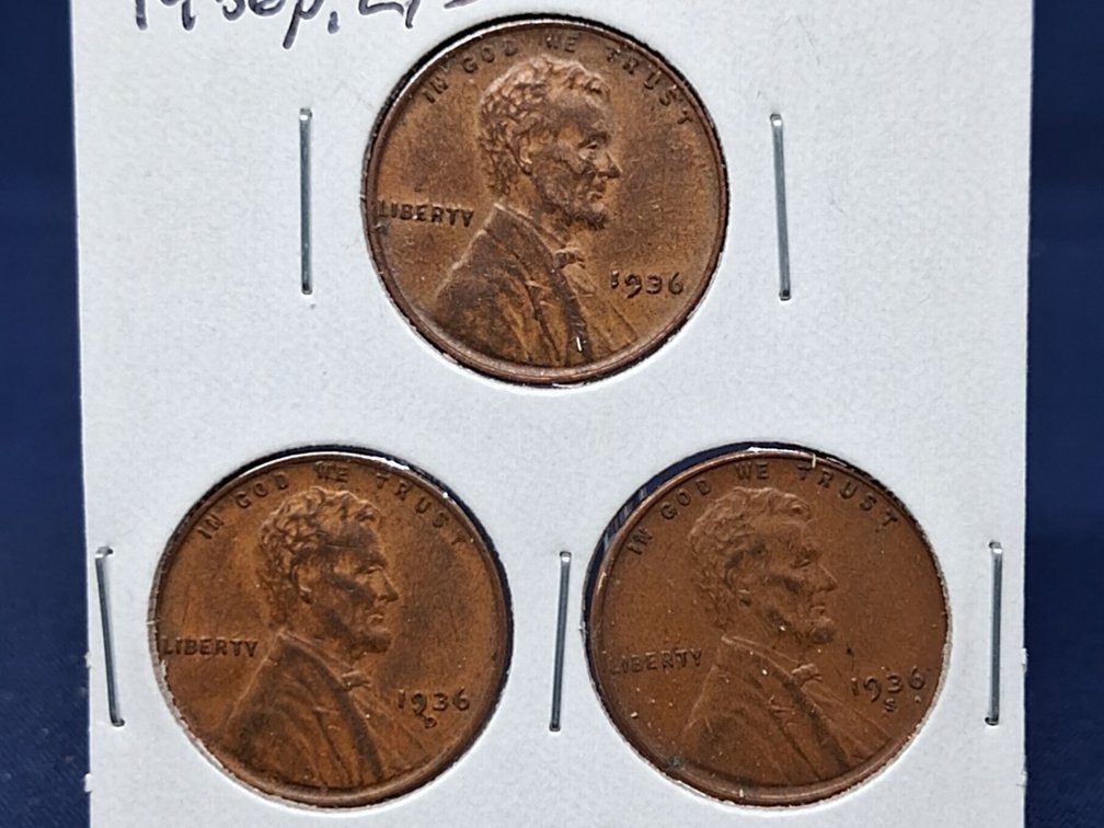 1936 PDS Lincoln Wheat Penny Coins
