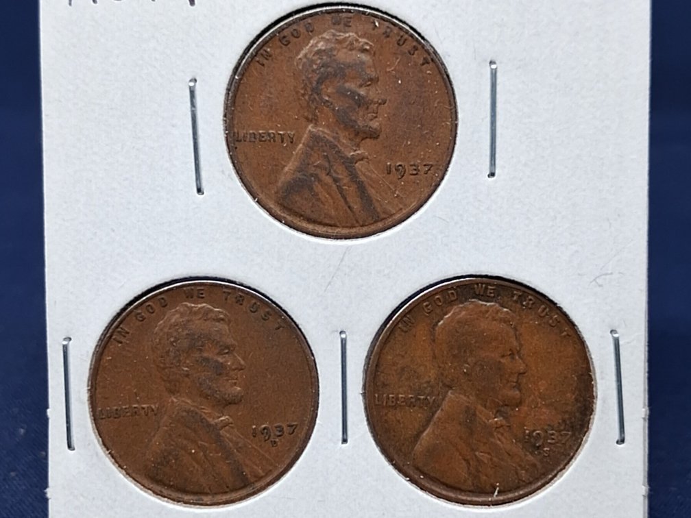 1937 PDS Lincoln Wheat Penny Coins