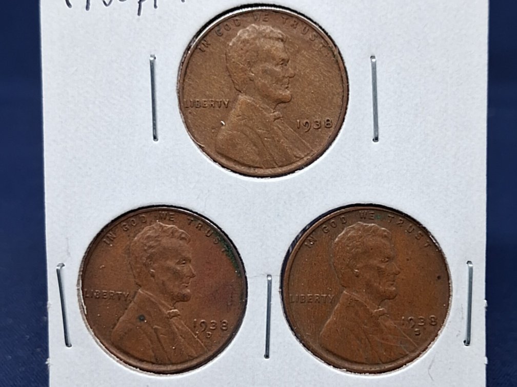 1938 PDS Lincoln Wheat Penny Coins