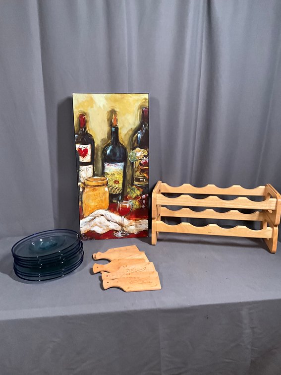 Wine Rack, Cheese Plates, and Petite Cutting Boards