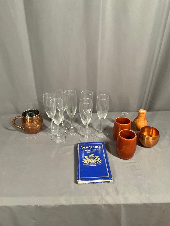 Bartender Guide With Mugs And Glasses.  