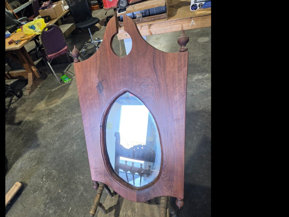 wooden wall-hanging mirror