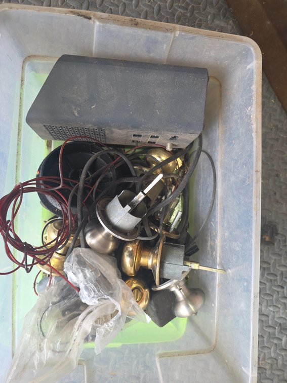 Brass door knobs, hardware lot