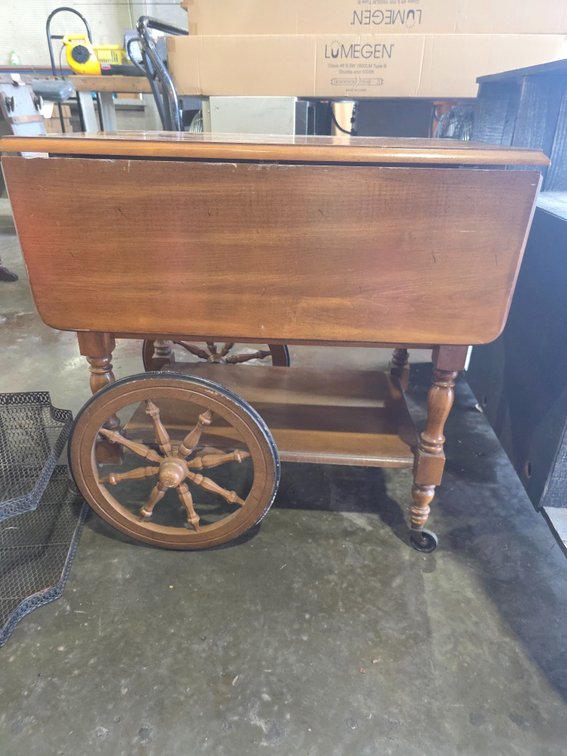 Wooden drop leaf tea cart R1