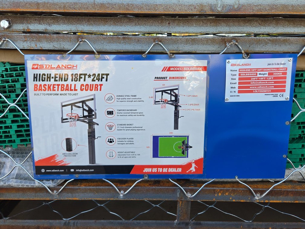 high-end 18ft × 24ft in-ground basketball court and hoop system
