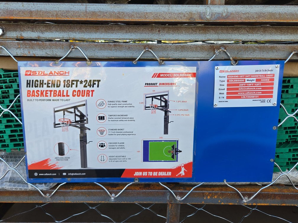 high-end 18ft × 24ft in-ground basketball court and hoop system