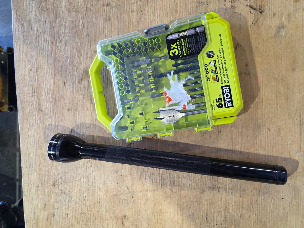 Ryobi drill & impact drive and mag light R1C