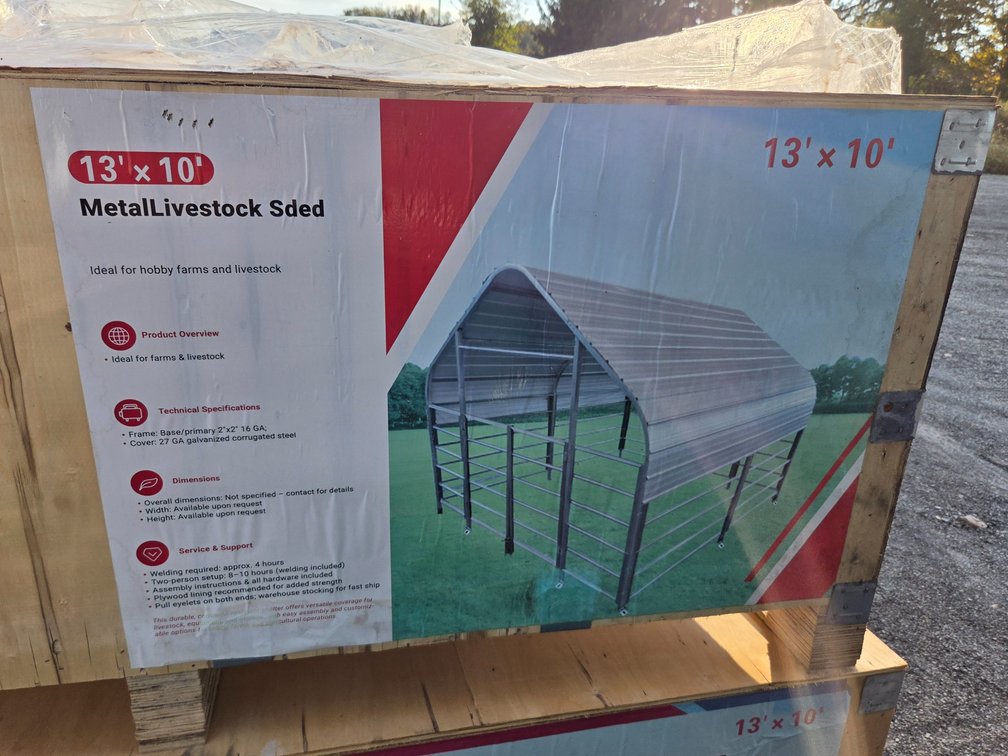 13 ft x 10 ft Galvanized Metal Livestock Shelter