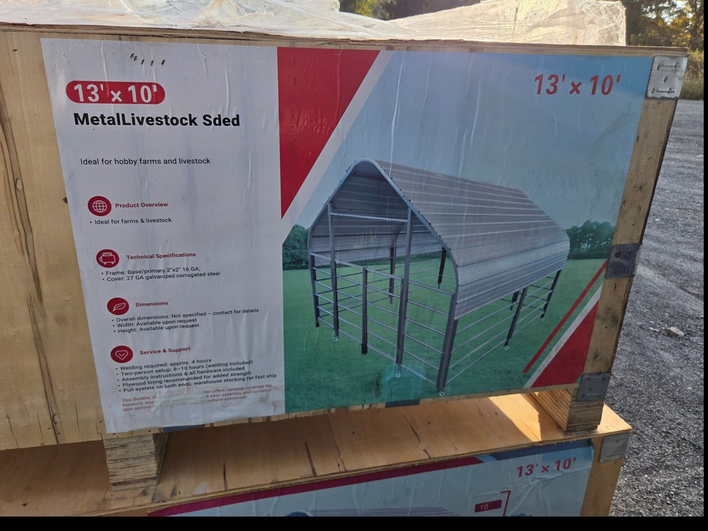 13 ft x 10 ft Galvanized Metal Livestock Shelter
