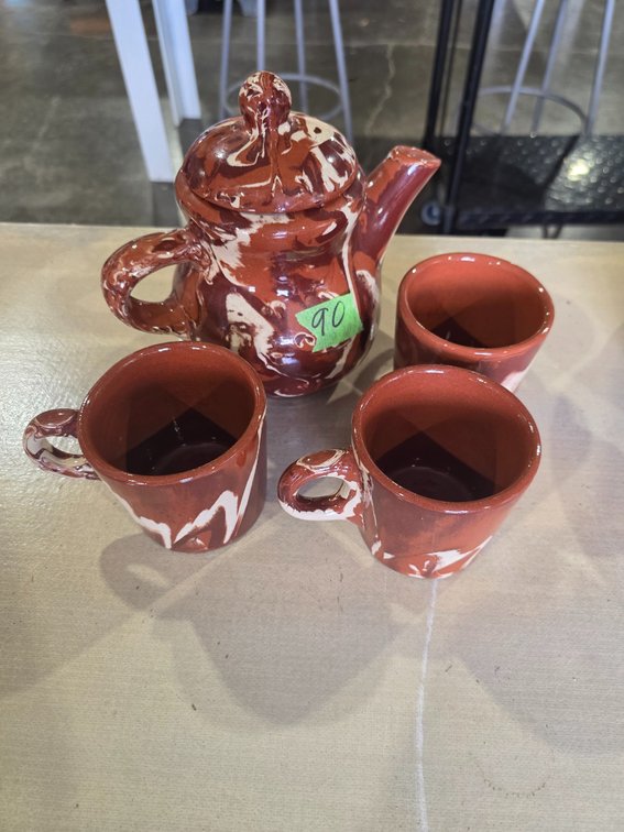 Marble brown and white ceramic  tea set