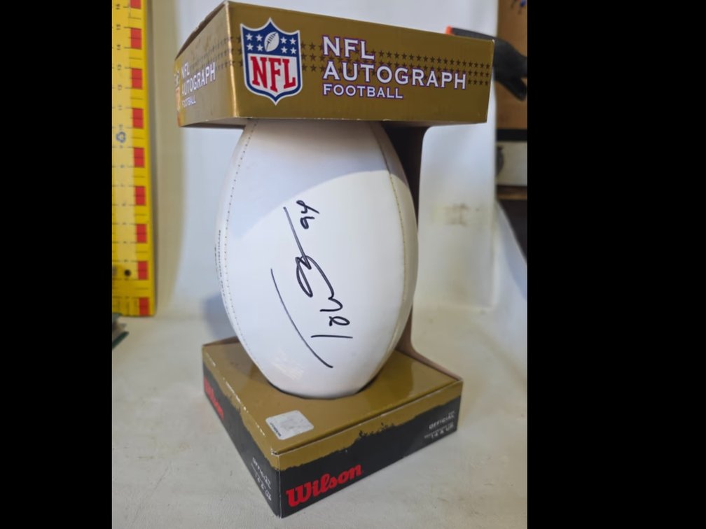 Ty Warren autograph football with tags