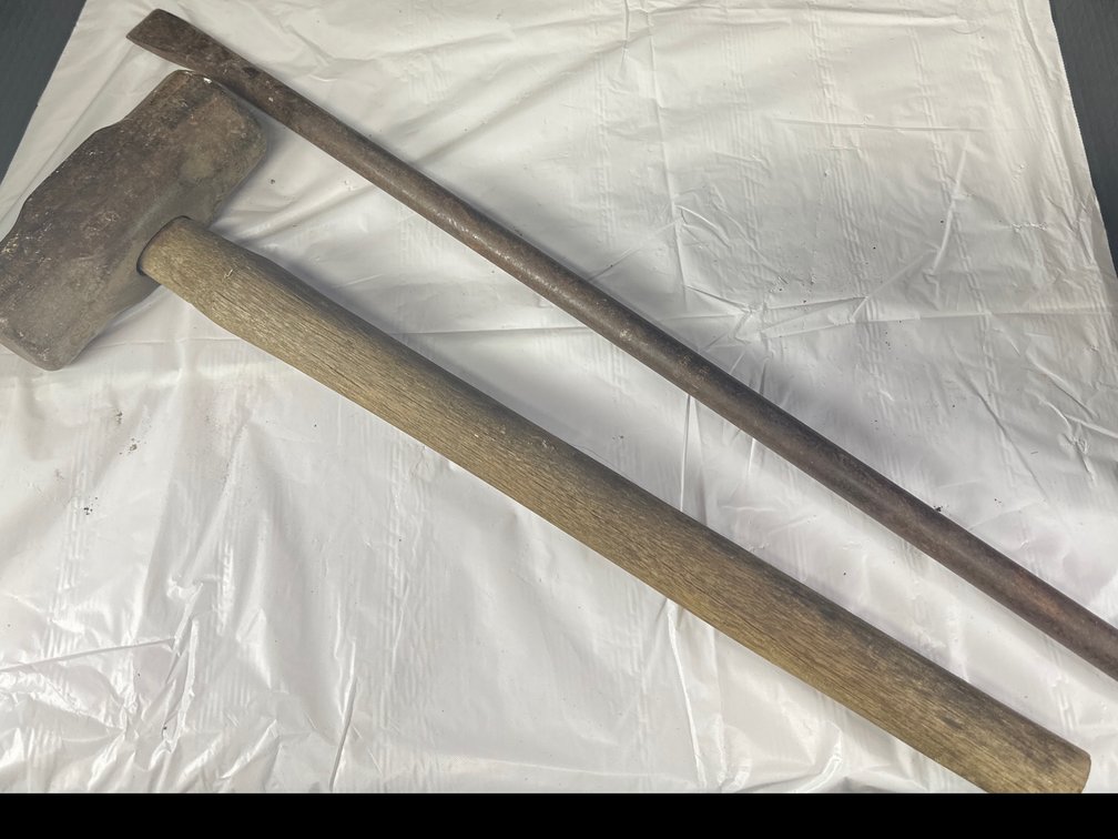 Sledge hammer and small pry bar