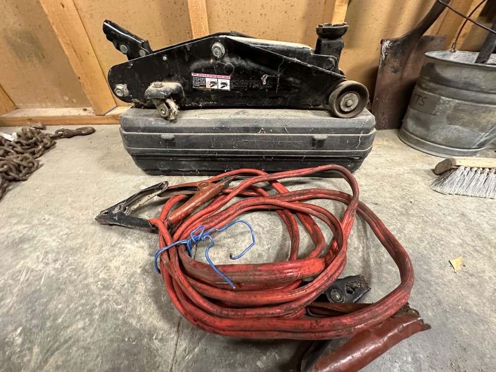 Small Floor Jack and Booster Cables
