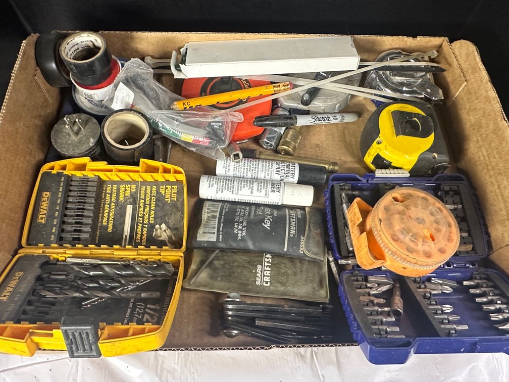 Drill bits, tape measure, and more