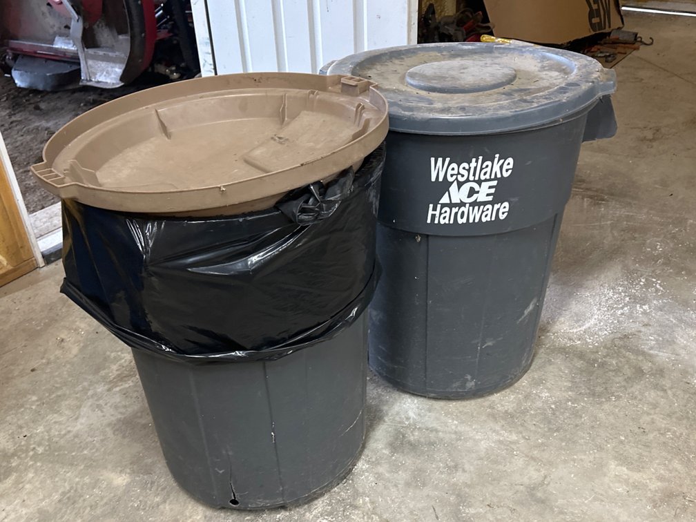 Gray Trash Barrels 