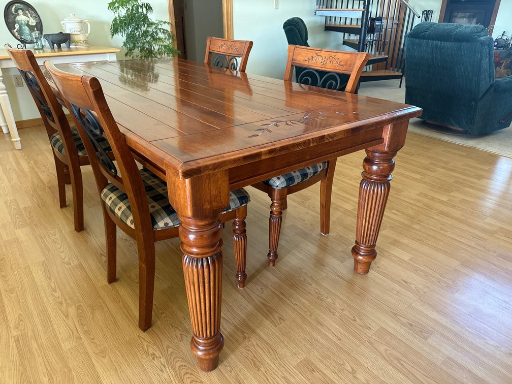 Dining table and 6 chairs - solid wood
